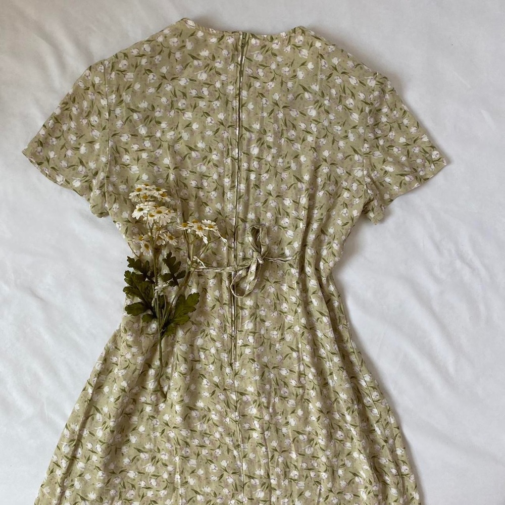 Vintage floral laurel green midi/maxi dress - Picture 2 of 4